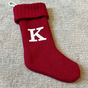 Wonder shop Christmas stocking K Red and white
